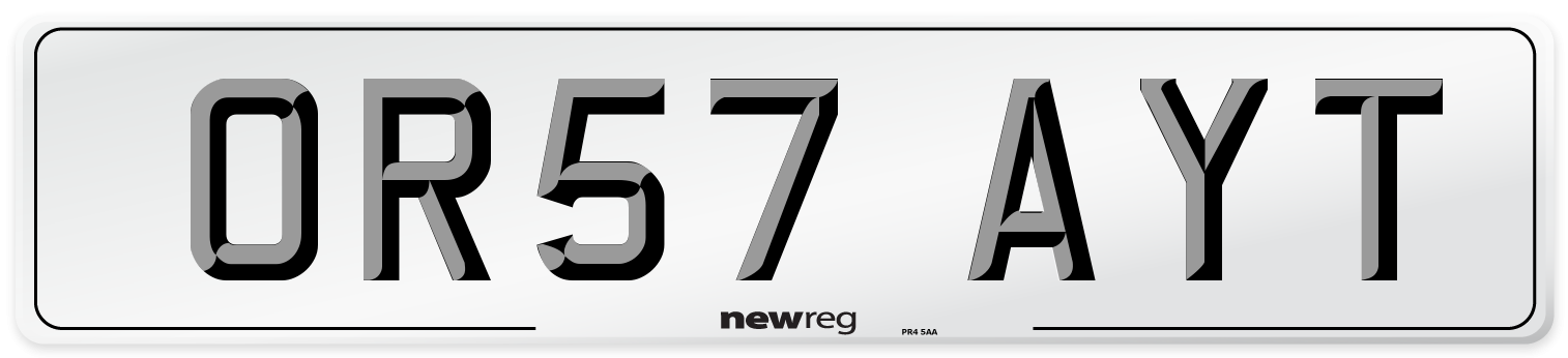 OR57 AYT Number Plate from New Reg
